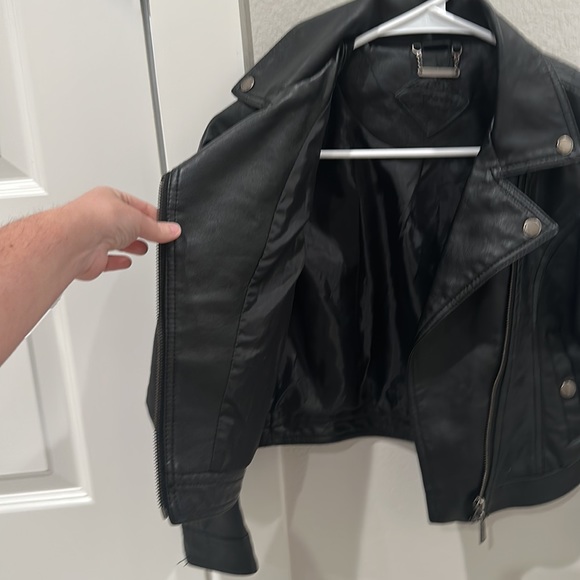 VGUC Girls Size M Medium Motorcycle Jacket Coat Joujou Black Flower Floral - Picture 11 of 13